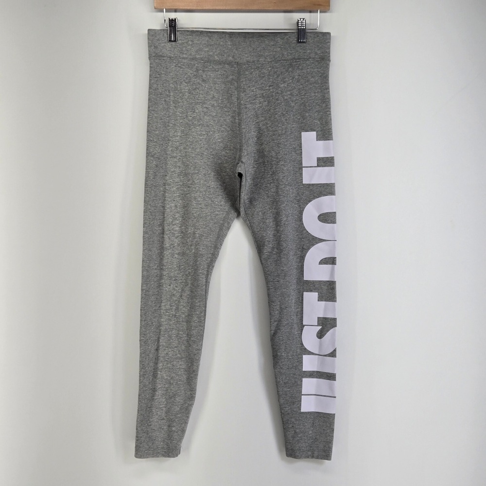 Nike Leggings Womens L Gray Just Do It Graphic Athletic Activewear Pants